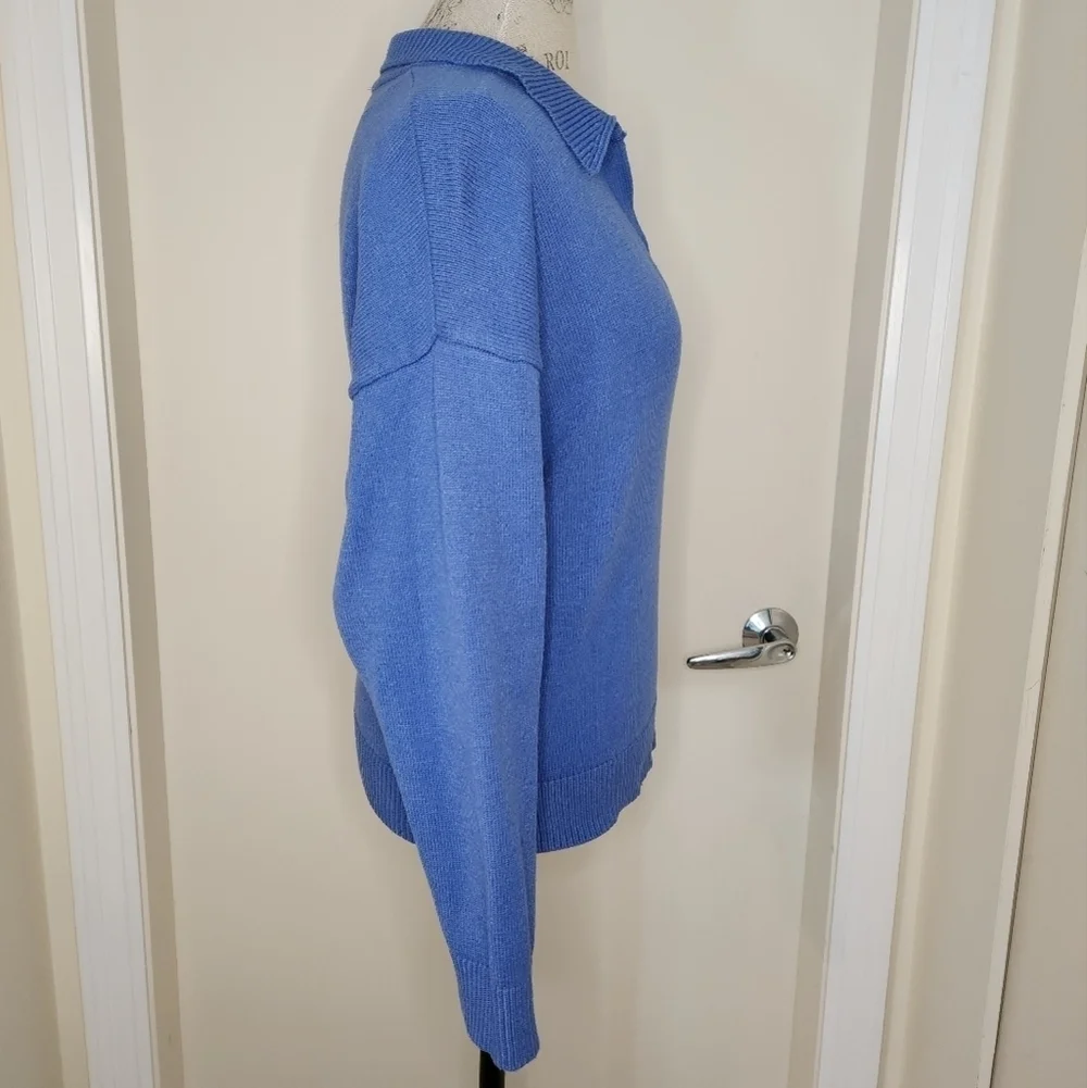 Zara blue knit polo sweater - Picture 4 of 11